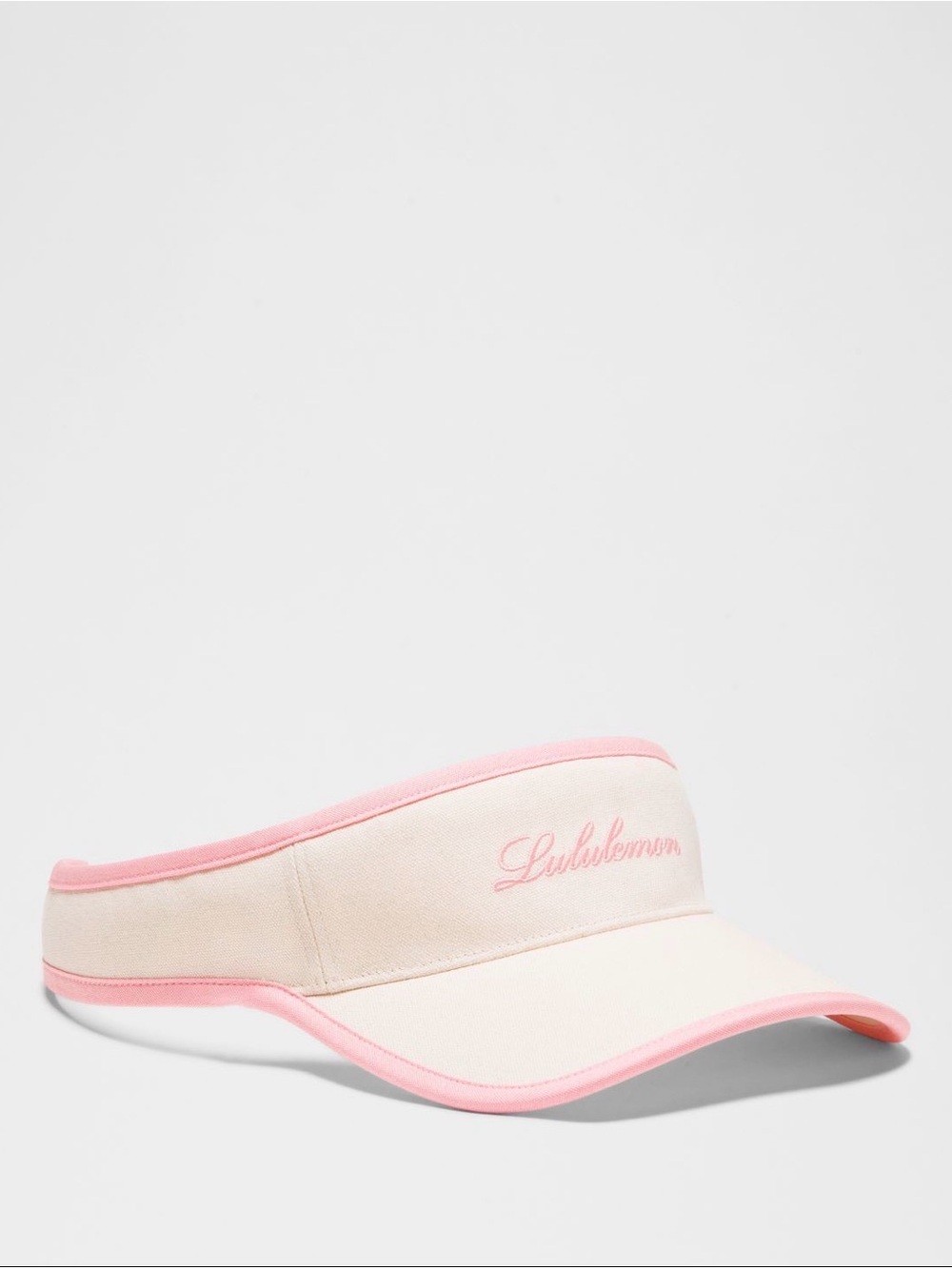 lululemon athletica Cotton Canvas Visor with Pink Script Spellout Trim S